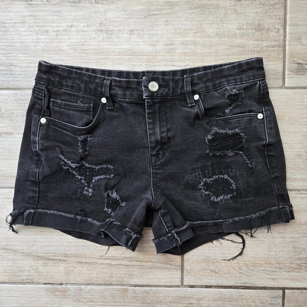 Blank NYC The Fulton Roll Up Short Women Distressed Stretch Denim Grunge 28